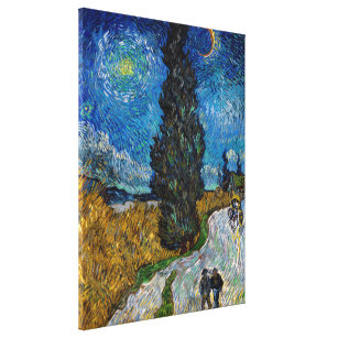 Impressão Em Tela Vincent van Gogh - Estrada com Cypress e Star