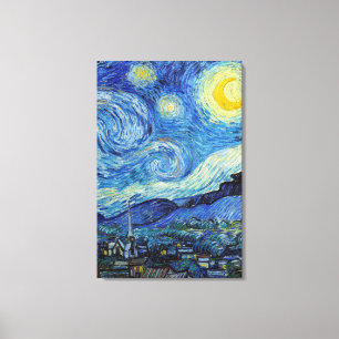 Impressão Em Tela Vincent Van Gogh Noite Estrelada Arte Fina Vintage