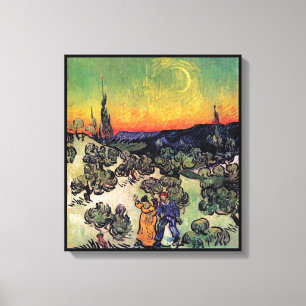 Impressão Em Tela Vincent Van Gogh - Paisagem Com Casal Arte Fina