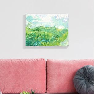 Impressão Em Tela Vincent Van Gogh pintura Campo de trigo verde 