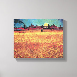 Impressão Em Tela Vincent Van Gogh - Pôr do sol nos campos de trigo