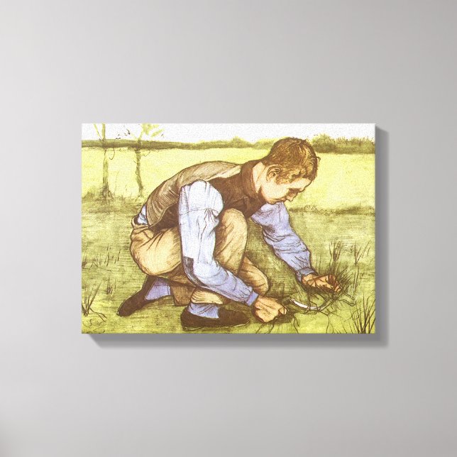 Impressão Em Tela Vincent van Gogh - Rapaz Cortando Grama com Foice (Frente)