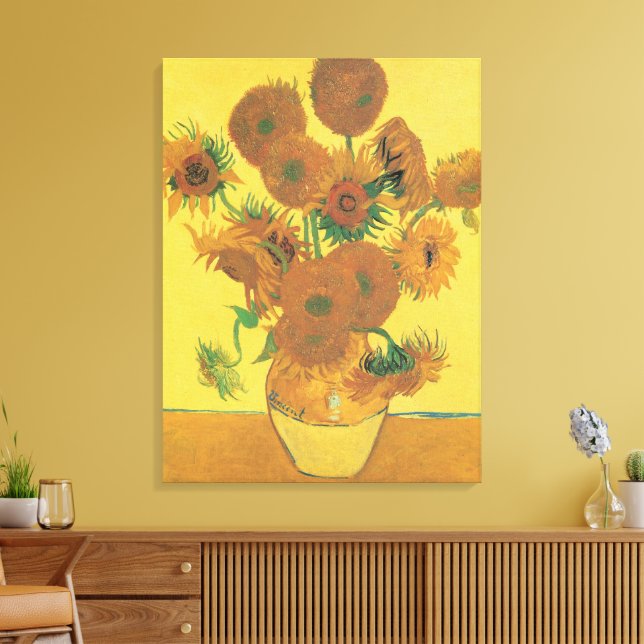 Impressão Em Tela Vincent van Gogh - Vase com Quinze Girassóis (Insitu(Sala de estar))