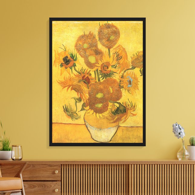 Impressão Em Tela Vincent van Gogh - Vase com Quinze Girassóis (Insitu(Sala de estar))