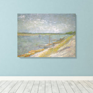 Impressão Em Tela Vincent van Gogh - Vista de um Rio com Barcos a Re