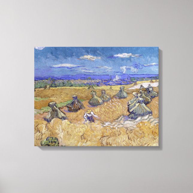 Impressão Em Tela Vincent van Gogh - Wheat Stacks with Reaper (Frente)
