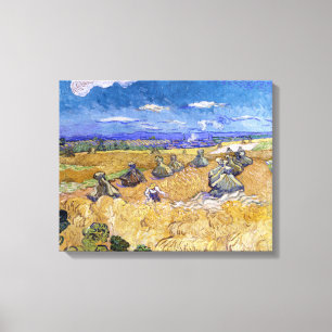 Impressão Em Tela Vincent van Gogh - Wheat Stacks with Reapers