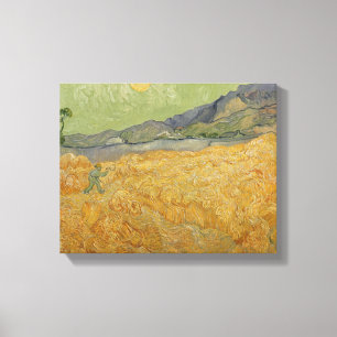 Impressão Em Tela Vincent van Gogh Wheatfield com Reaper, 1889