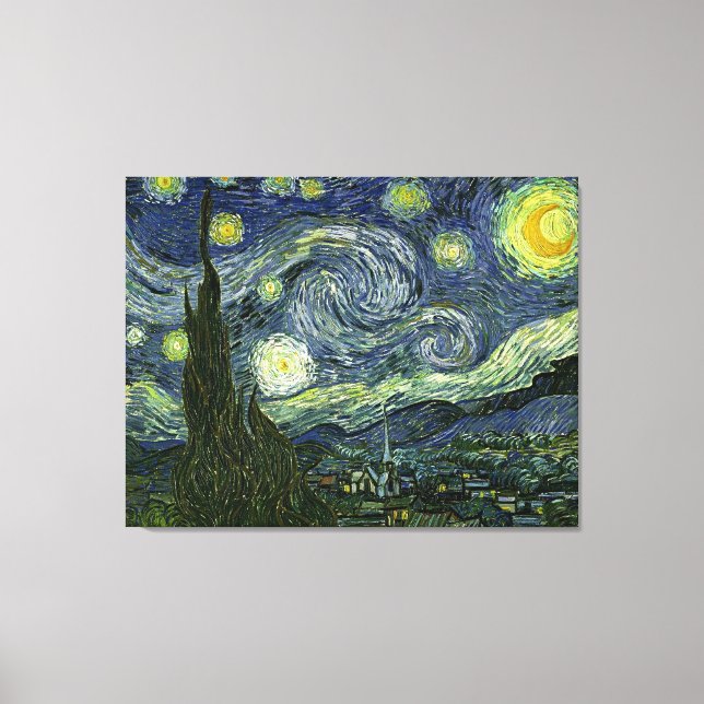 Impressão Em Tela Vincent van Gogh's The Starry Night (1889) (Frente)