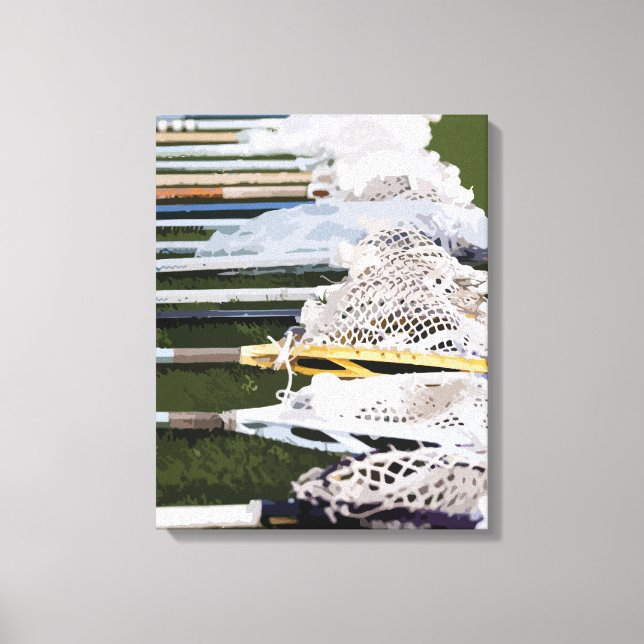Impressão Em Tela Vinhetas de Lacrosse com Aquarela (Frente)