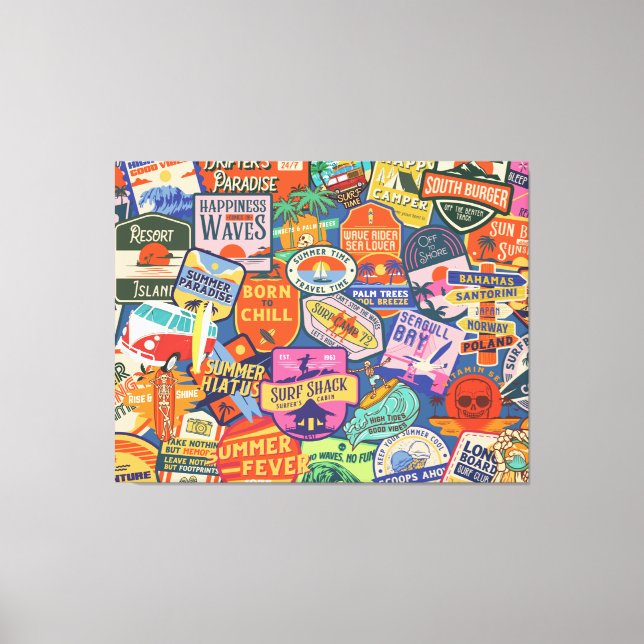 Impressão Em Tela Vinhetas de surfe (Frente)