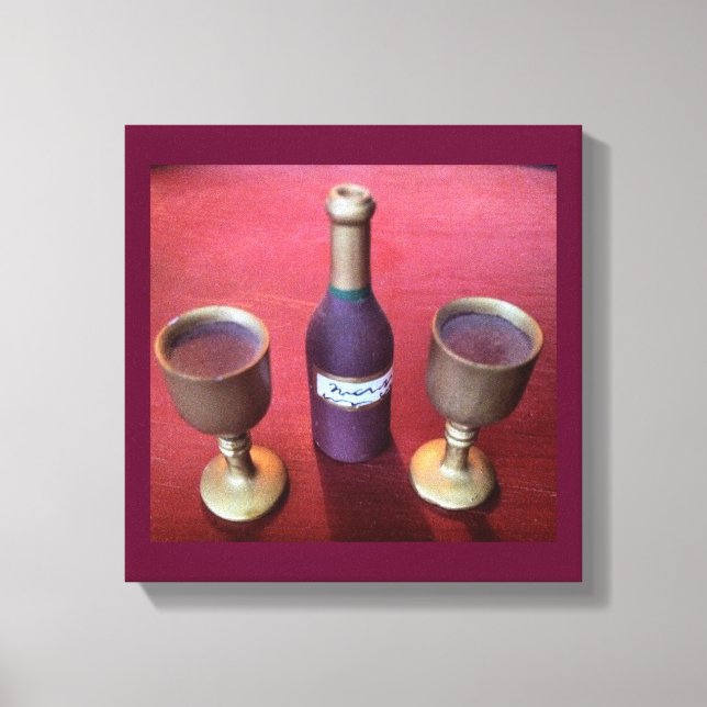 Impressão Em Tela Vinho Garrafa de Vinho e Goblets (Frente)