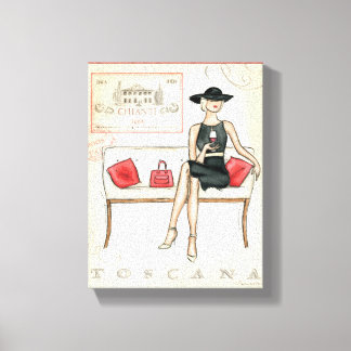 Impressão Em Tela Vinho tinto Bebendo feminino