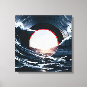 Impressão Em Tela Vinil Vintage Onda Surf Música Retro Oceano