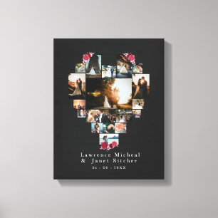 Impressão Em Tela Vintage 18 Colagem de Fotos em Forma de Coração 