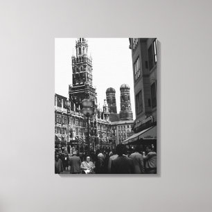 Impressão Em Tela Vintage Alemanha Munique Frauenkirche Frauenplatz