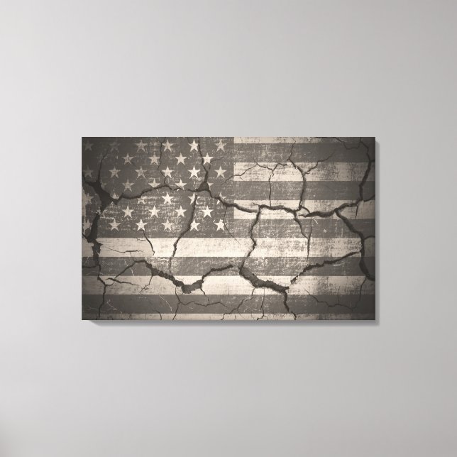 Impressão Em Tela Vintage American Flag Wall (Frente)