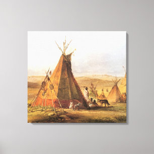 Impressão Em Tela Vintage American West, Teepees on Plain por Bodmer