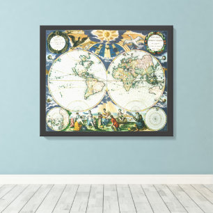 Impressão Em Tela Vintage Antique Old World Map, 1666 por Pieter Goo