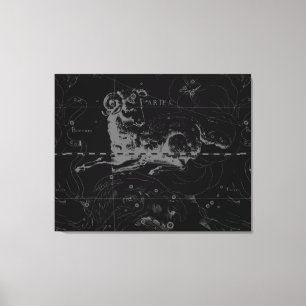 Impressão Em Tela Vintage Aries - Símbolo Constelação Hevelius 1690