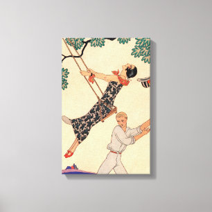 Impressão Em Tela Vintage Art Deco Love, O Swing de George Barbier