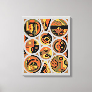 Impressão Em Tela Vintage Art Deco Pochoir Círculos Geométricos de J