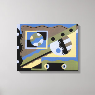 Impressão Em Tela Vintage Art Deco Pochoir Jazz Cubism Patterno