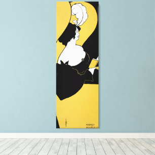 Impressão Em Tela Vintage Art Nouveau, Mulher Lendo um Livro Amarelo