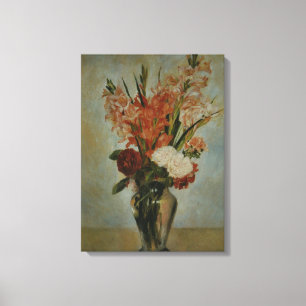 Impressão Em Tela Vintage Auguste Renoir Pink Vermelho Gladioli