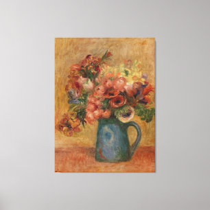 Impressão Em Tela Vintage Auguste Renoir Yellow Pink Vase of Flowers