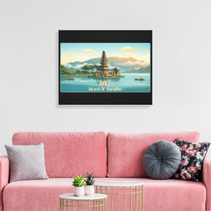 Impressão Em Tela Vintage Bali Ulun Danu Beratan Templo do Lago Viag