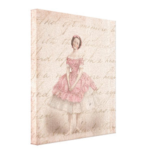 Impressão Em Tela Vintage Ballerina Girl in a Pink Tutu
