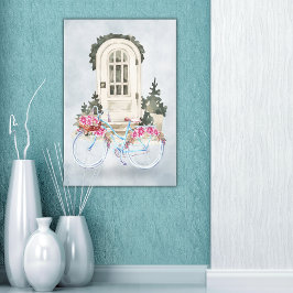 Impressão Em Tela Vintage Bicycle Cruiser com Flores Esticadas