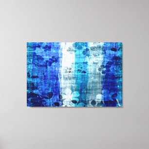 Impressão Em Tela Vintage Blue Flower Wood Art