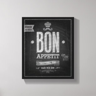 Impressão Em Tela Vintage Bon Appetit Poster - Chalkboard