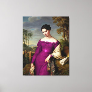 Impressão Em Tela Vintage Bonita Senhora De Rosa Fuchsia