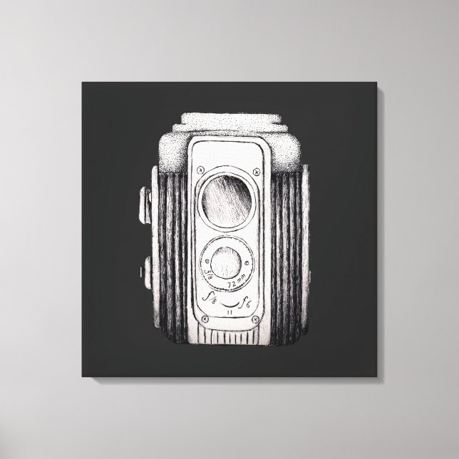 Impressão Em Tela Vintage Camera Black sem texto (Frente)