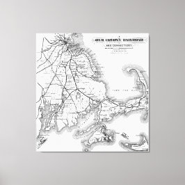 Impressão Em Tela Vintage Cape Cod Old Colony Railroad Map (1875)