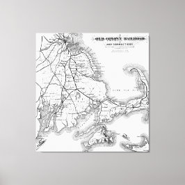 Impressão Em Tela Vintage Cape Cod Old Colony Railroad Map (1875)