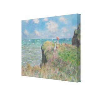 Impressão Em Tela Vintage Claude Monet Cliff caminha em Pourville