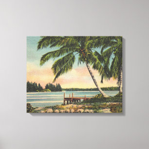 Impressão Em Tela Vintage Coconut Palms Tropical Breeze Sunset