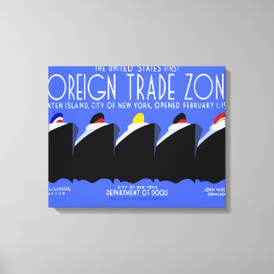 Impressão Em Tela Vintage Cruise Ship Art Deco Poster