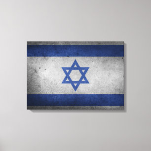 Impressão Em Tela Vintage Distressed Flag of Israel