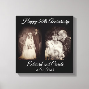 Impressão Em Tela Vintage e aniversário moderno da foto 50th do
