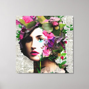 Impressão Em Tela Vintage era vitoriana com flores rosa