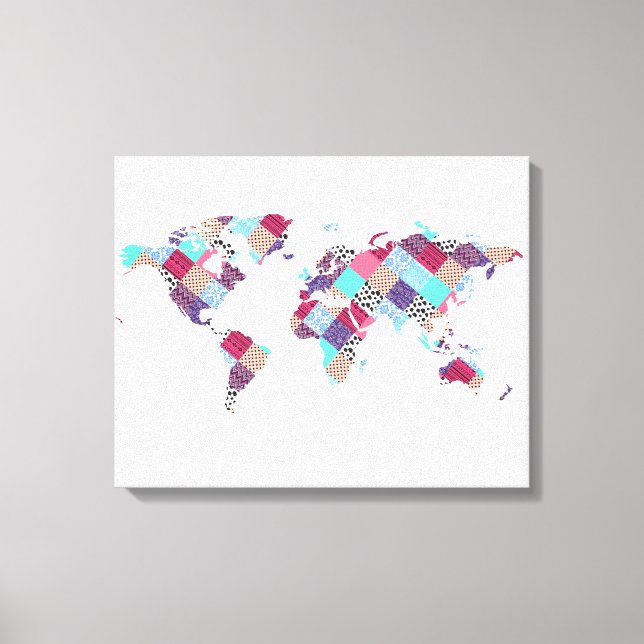 Impressão Em Tela Vintage Ethnic World Map (Frente)