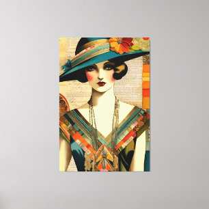 Impressão Em Tela Vintage Fashion Woman