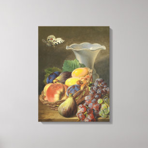 Impressão Em Tela Vintage Ferdinand Kuss ainda vive com Frutas