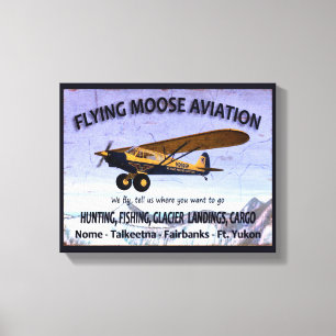 Impressão Em Tela Vintage Flying Moose Aviation Sign