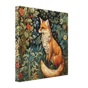 Impressão Em Tela Vintage Forest Fox William Morris Inspirou Botânic